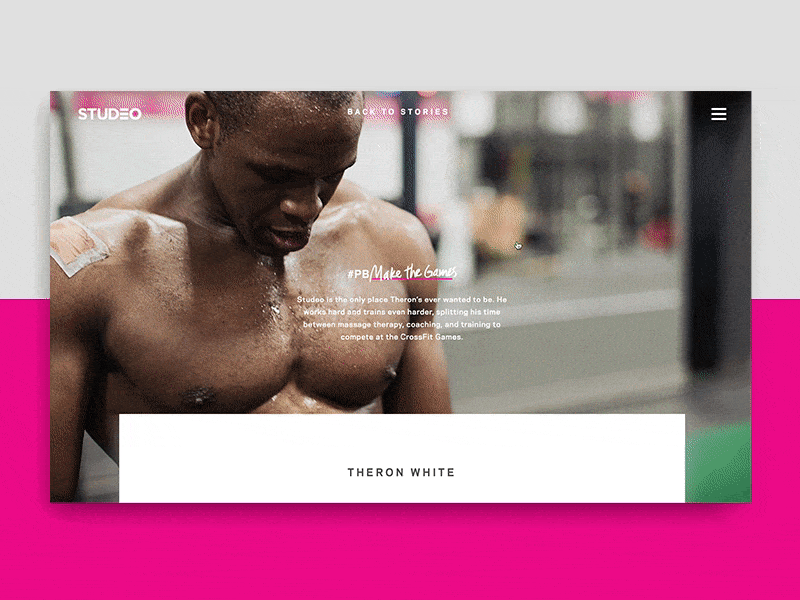 Studeo — Theron's Story crossfit design gif gym javascript motion scroll story typography ui ux