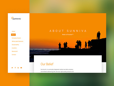 Sunniva Cannabis — About Page about page cannabis clean design illustration minimal motion orange ui ux web website