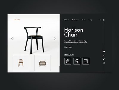 L'xury series product page ui - Chair design flat ui ux web website