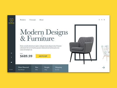 Interior website UI concept grey interiors ui website website design