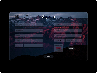 Hiking sign up page