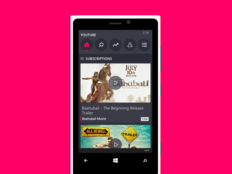 Tap & Hold Interaction animated gif app debut interaction metro mobile app pivot ui ux video windows phone youtube