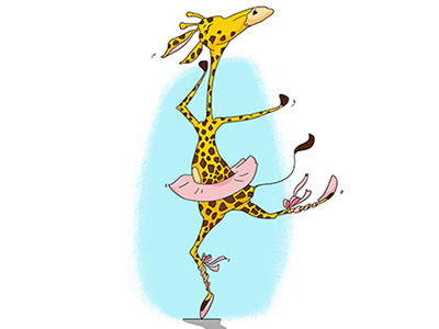 Tia the ballerina ballerina ballet children illustration cute dancer digital giraffe happy illustration kids playroom