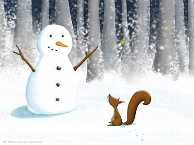 Winter Wonderland* children illustration digital digital art illustration magic photoshop snow snowman squirrel winter