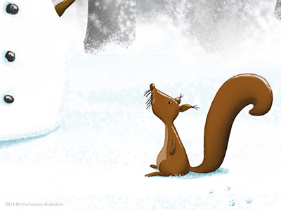 Cute Little Squirrel art children illustration cute digital art digital illustration drawing illustration illustrator photoshop snow squirrel winter