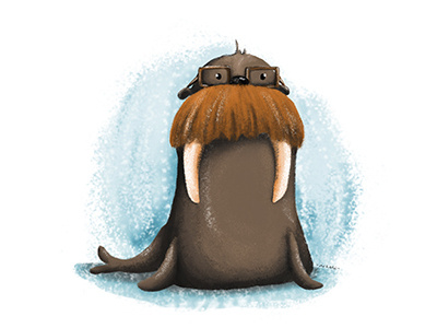 Hipster Walrus art digital digital art doodle drawing hipster illustration illustrator moustache painting photoshop walrus