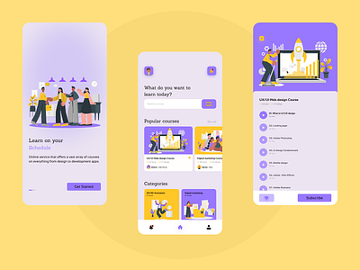 Online Learning App app design illustration illustrator ui ux web