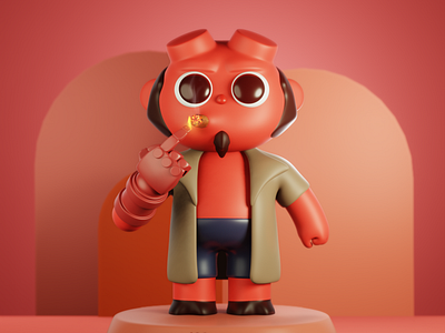 Hellboy Toy baby big eye blender blender3d cartoon character cute fire hellboy red toy toy design toyart toys zbrush