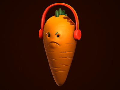 Punk Carrot 3d carrot headphone mad orange punk vegetable zbrush