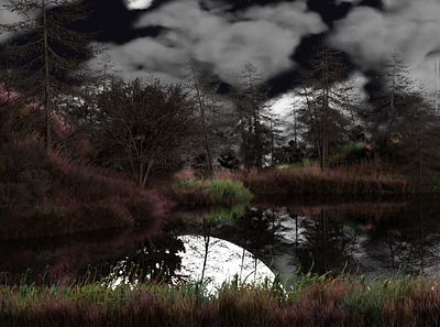 By The Lake 3d b3d blender3d clouds design grass nature realistic