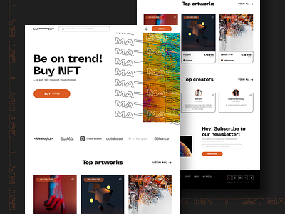 Matttest - NFT marketplace from future. art branding crypto gallery landing page logo marketplace nft products profile website