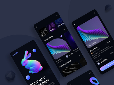 BANFT - NFT Marketplace App Concept 3d art blockchain bunny cryptoart dark digital art ethereum logo marketplace nft nft marketplace rabbit