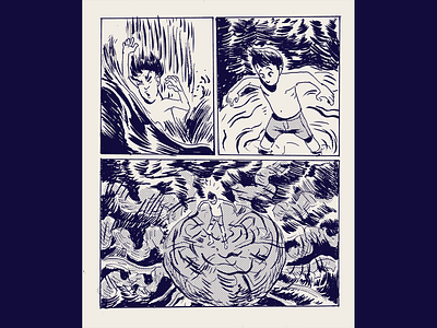 Mini Comic - The Cliffs - 02 comic comicart illustration jellyfish ocean swimming
