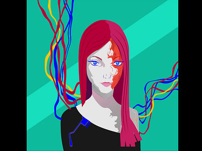 Cyber animation art characters cyberpunk dark design flat girl illustration illustration art vector