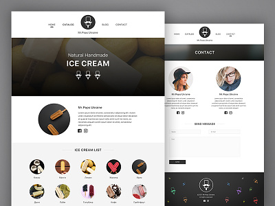 Ice Cream web site concept design flat ice cream minimal web web design web page web site