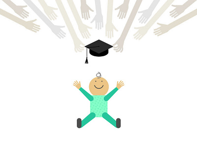 FutureGift baby college crowdfunding education gift graphic hands hero illustration kid kids present