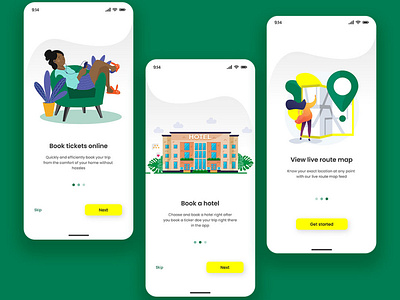 Booking app on-boarding screen branding graphic design ux