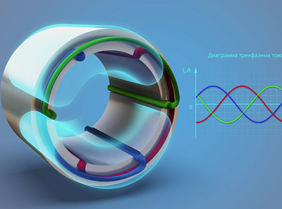 Still from animation about asynchronous engine 3d animation educational explainer industrial