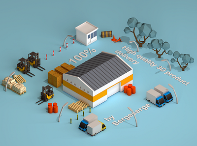 Isometric scene 3d modeling design explainer isometric