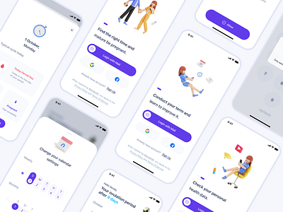 Woman Period Cycles App Screen cycles date dateselect faceid modals period period cycles sheet time timeselect ui womanish