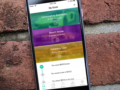 Personal Finance Management iOS App blur flat gradients ios iphone minimalist navigation tab bar ui