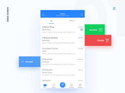 Inbox app app application email ios letter mail mobile ui ux