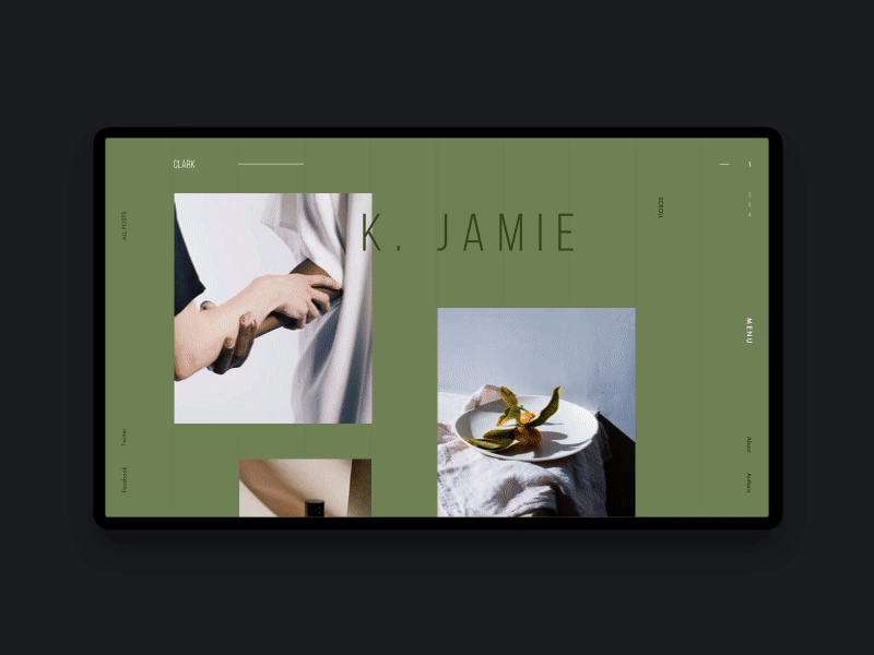 Clarks art & lifestyle blog - menu interaction animation web gif grid menu interection motion paralax ux ui anim