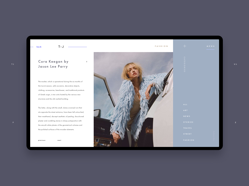 T-J Editorial Blog Article Inner Page Concept article ui ux interface concept imagery creative inspiration gallery photo blog journal