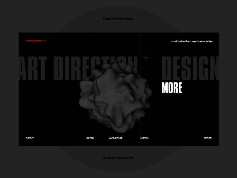 Digital Studio Home Page 3D Animation Exploration 3d abstraction art black cinema4d concept dark interaction interface studio ui ux