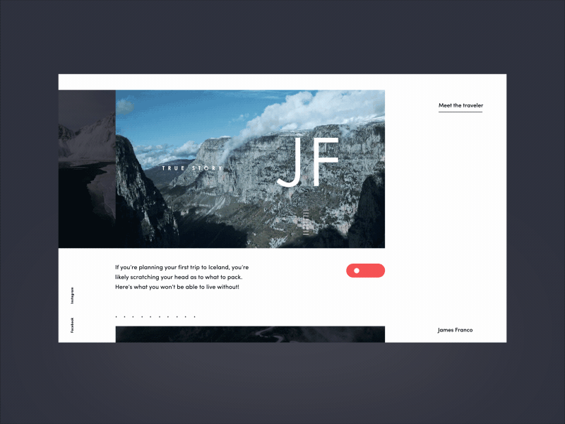 Travel Blog Home Page Animation anim blog destination inspiration interface journey travel traveler ui ux voyage website