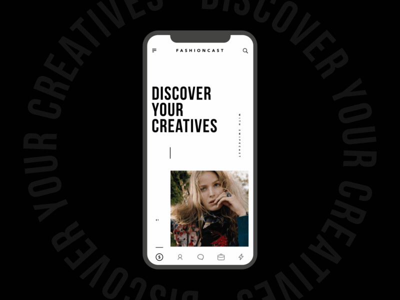 Fashioncast Mobile App Сreatives Page Animation anim app concept fashion interface ios iphone x mobile photo scroll ui ux
