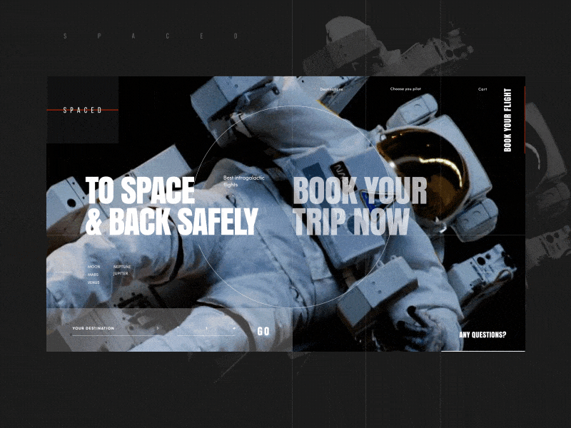 SPACED Design Challenge Website Concept animation challenge concept exploration homepage inspiration space spaced ui universe ux website