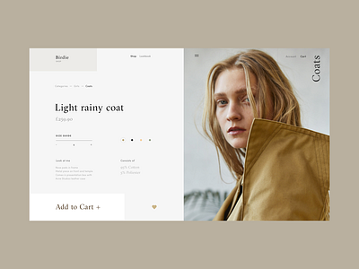 Birdie Fashion Store Rainy Coat Product Page categories coats concept e commerce fashion gif girls grid interface shop ui ux