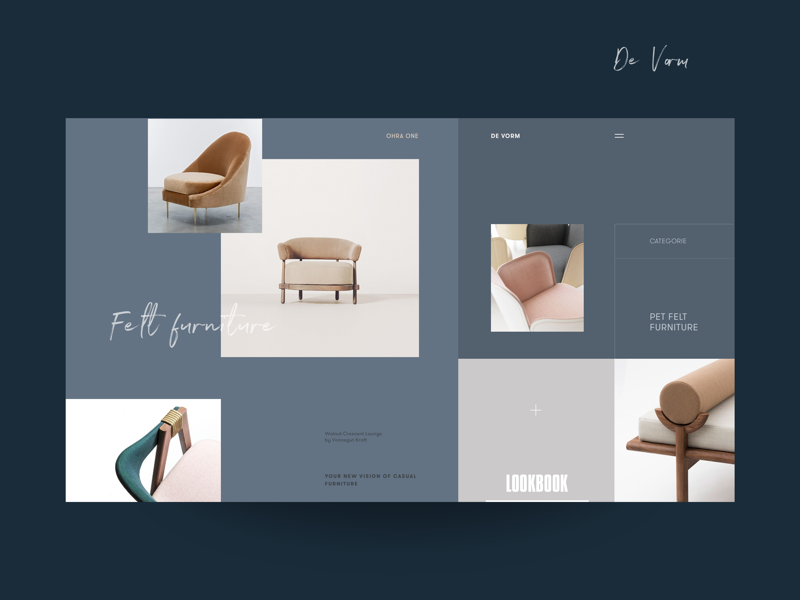 DeVorm Lookbook Inner Page lookbook form furniture chairs promo website ui ux collection exhibition interior designer