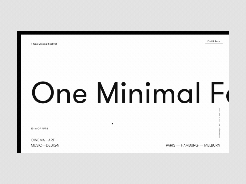 One Minimal Festival Homepage Animation by Zhenya Rynzhuk for Synchronized  on Dribbble