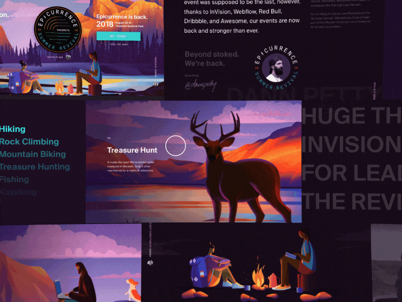 EPICURRENCE No.08 is running for SOTM on AWWWARDS adventure animation awwwards cssda epicurrence festival fwa illustrations landing revival summer