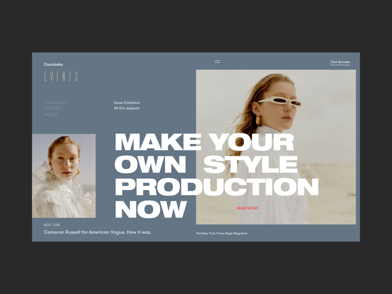 Cocoladas Creative Blog Events Page preview whitespace typography style grid models issue ux ui events creative blog