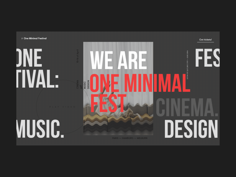 One Minimal Festival Homepage Animation Alternative Version animation art cinema concept design festival grid interface music typography ui web
