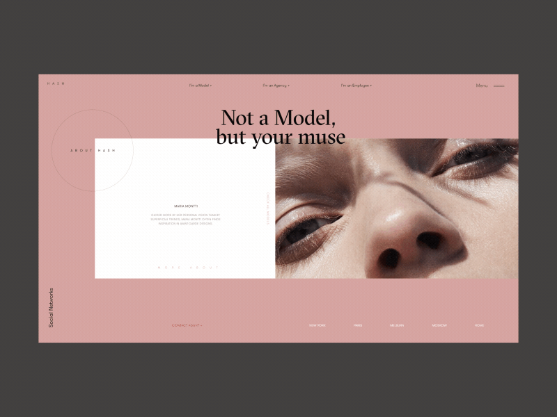 HASH Models Platform Homepage Animation agency anim animation concept design fashion gif grid homepage interaction interface model motion network promo typography ui ux web website