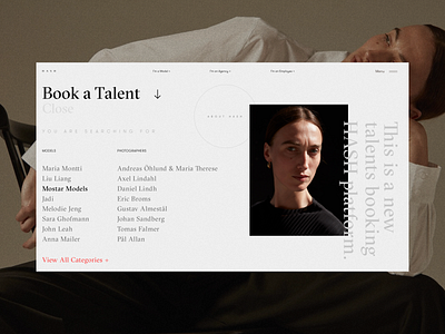 HASH Platform Searching Dropdown booking concept creative design fashion grid interface list model network photographer platform selection talent typography ui ux web website white