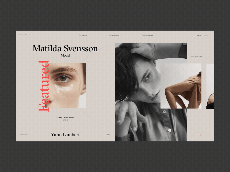HASH Platfom Models Preview Page Slider Animation anim animation art concept design fashion gif grid interaction interface motion photo promo slider typography ui ux web website whitespace