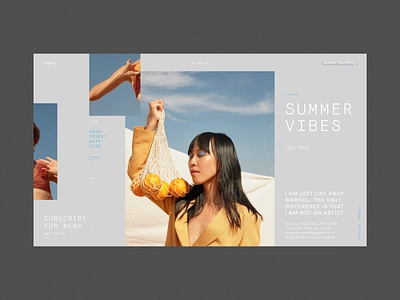 Adobe Inspires You Blog Homepage adobepartner adobexd blog concept desert design fashion grid homepage interface models photo promo sky summer typography ui ux web website