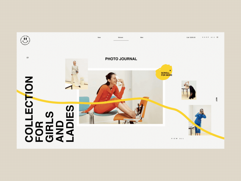 1996 Fan Time Store Women Collection Inner Page Animation models shop typography e-commerce promo blog interaction motion design fashion gif website concept anim interface grid web animation ux ui