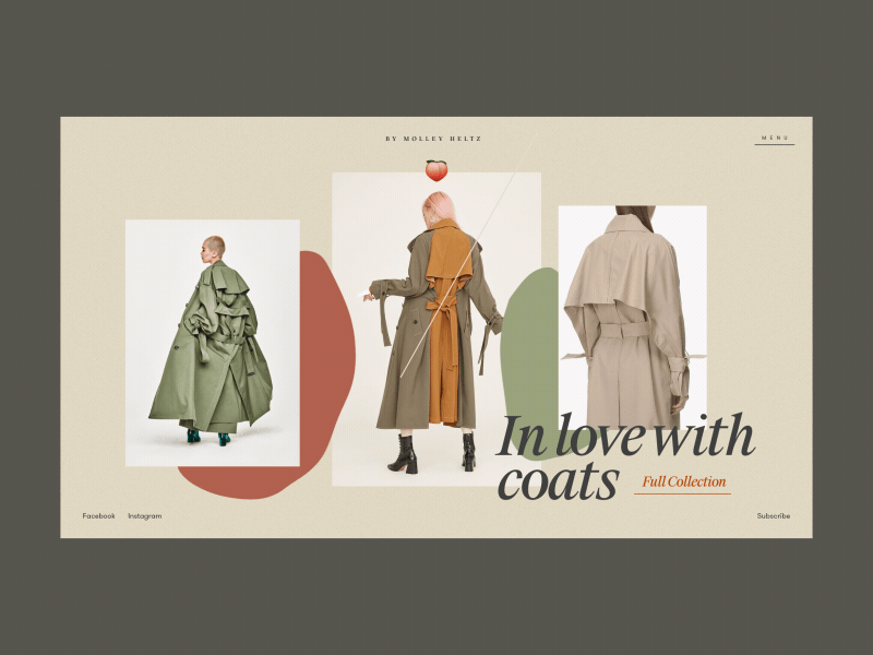 Molley Heltz Coats Collection Animation anim animation art concept design e commerce fashion gif grid homepage interaction interface models motion promo shop ui ux web website