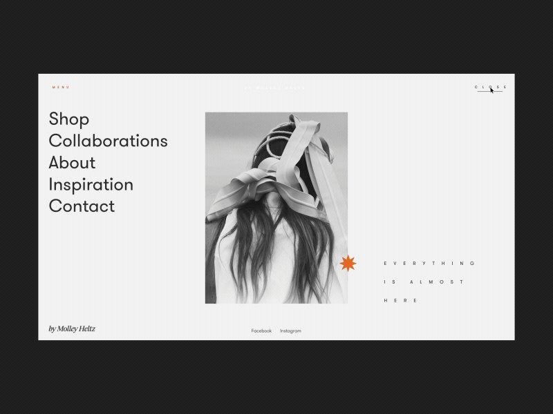 Molley Heltz Menu Page Animation anim animation concept design e-commerce fashion gif grid homepage hover interaction interface menu models motion promo ui ux web website