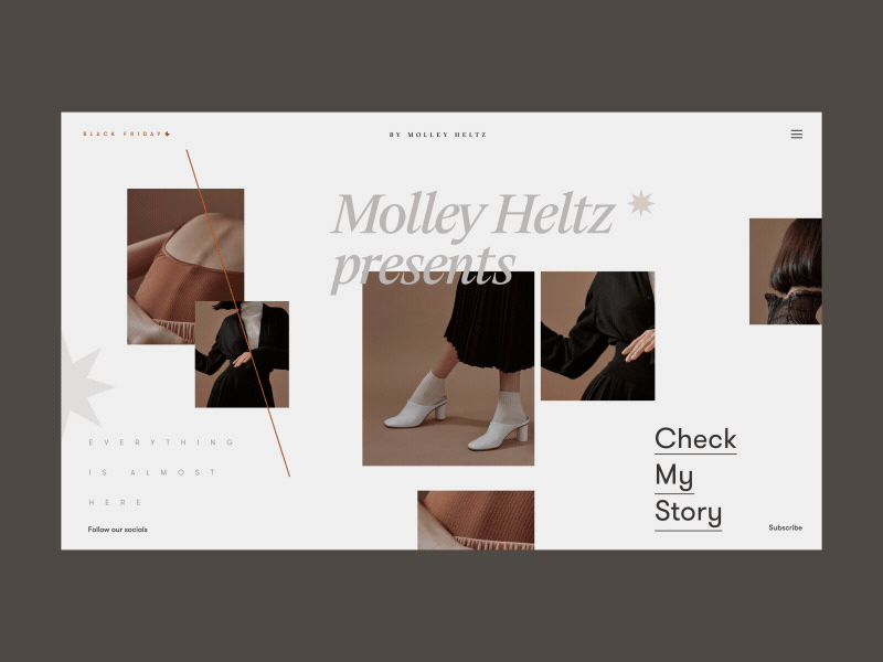 Molley Heltz About Page Animation about e-commerce typography photo promo homepage interaction motion design fashion gif concept website anim interface grid web animation ux ui