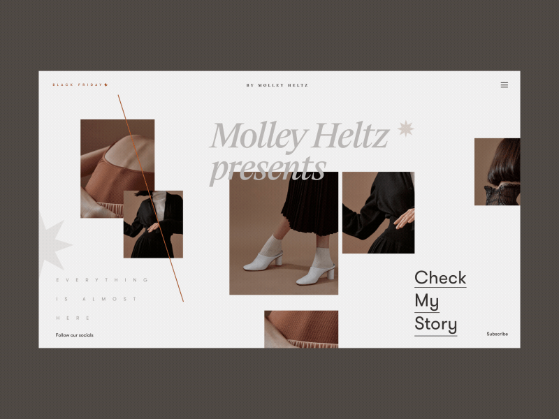 Molley Heltz About Page Animation about anim animation concept design e commerce fashion gif grid homepage interaction interface motion photo promo typography ui ux web website