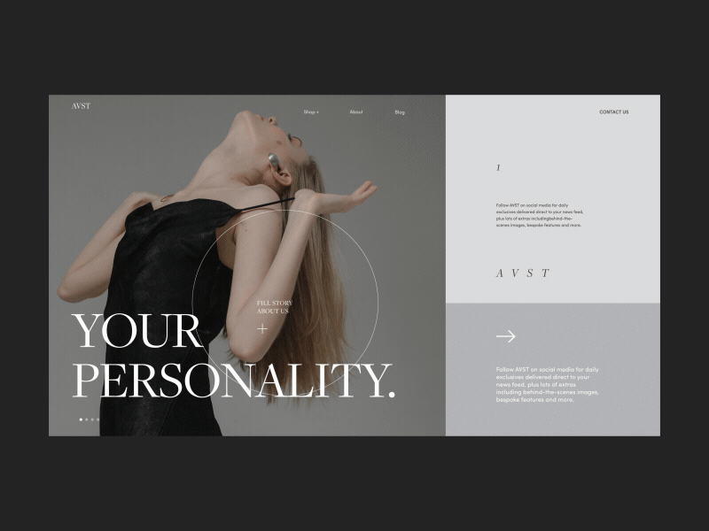 AVST Homepage Alternative Version Animation anim animation concept design e commerce fashion grid homepage interaction interface models motion photo promo shop typography ui ux web website