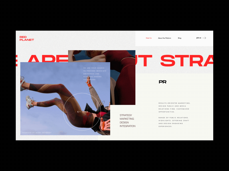 Red Planet Meet Us Page Animation anim corporate studio agency gif photo typography interaction motion promo fashion design concept website interface grid animation web ux ui