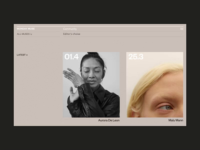 All Muses Grid Animation animation art blog concept design fashion grid homepage interaction interface menu models motion photo promo typography ui ux web website